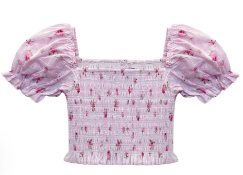 Katie J Tween Marlee Top in Pink Rosebud Plaid