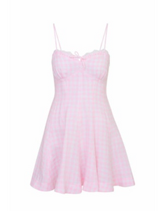LoveShackFancy Shai Linen Mini Dress in Angel Pink