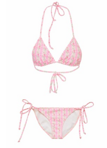 LoveShackFancy Harbor Bikini in Strawberry Macaroon