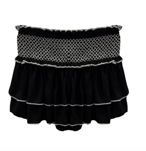Katie J Dominique Smocked Waist Ruffle Skort in Black