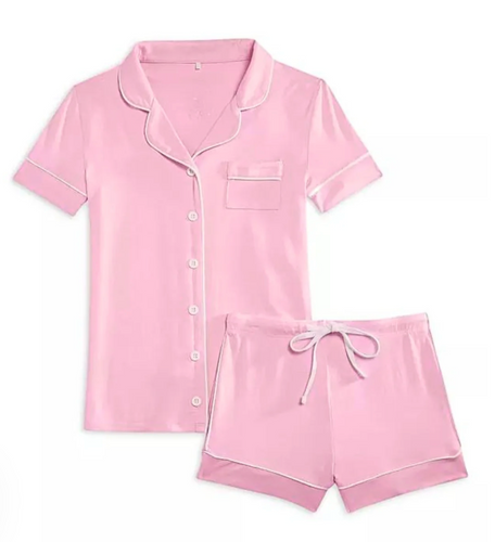 Katie J Lynn Shorts Lounge Set in Baby Pink