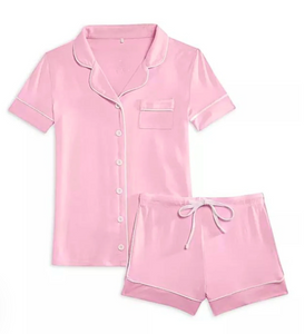 Katie J Lynn Shorts Lounge Set in Baby Pink