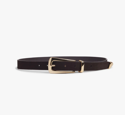 Favorite Daughter The Suede Statement Belt in Chocolate/Gold