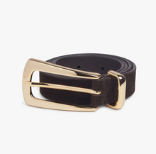 Favorite Daughter The Suede Statement Belt in Chocolate/Gold