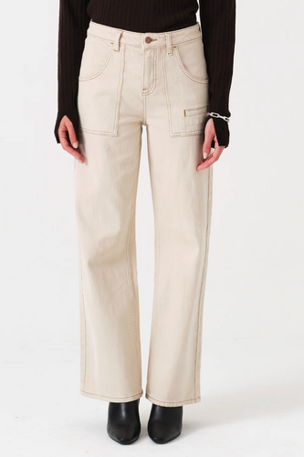 Seventy & Mochi Eden Wide Leg Jean in Pebble