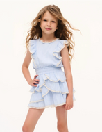 LoveShackFancy Kids Decker Dress in Chambray Sky