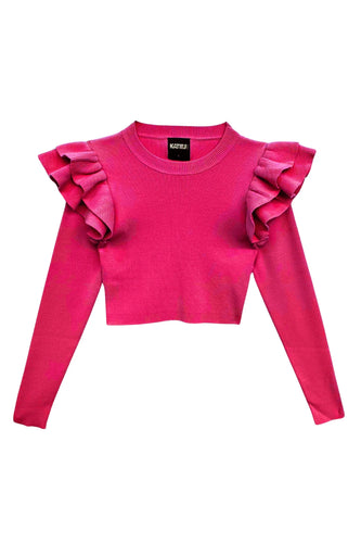 Katie J Tween Isla Long Sleeve Top in Shocking Pink