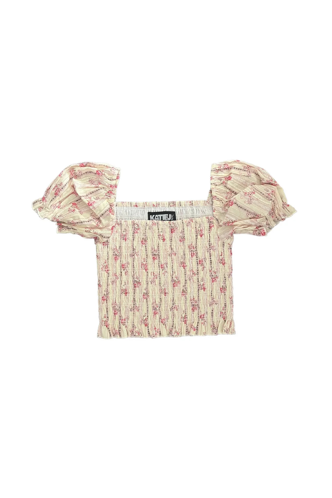 Katie J Tween Marlee Top in Floral Stripe Cream