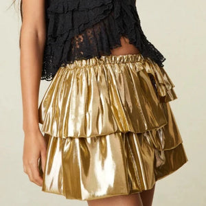 LoveShackFancy Winnett Skirt in Glowing Gold