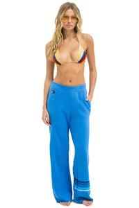 Aviator Nation - Rugby Stitch Wide Leg Pocket Sweatpants in Cobalt/Blue