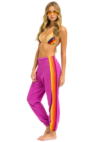 Aviator Nation 5 Stripe Sweatpants - Magenta / Orange / Yellow