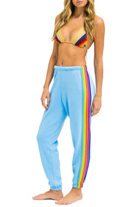 Aviator Nation 5 Stripe Sweatpants in Sky / Rainbow