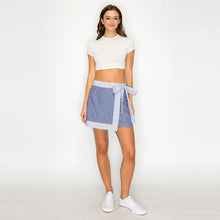 Blue Striped Wrap Skort
