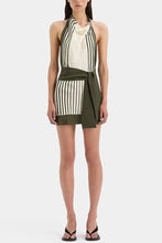 Halter Neck Stripe Open Back Dress