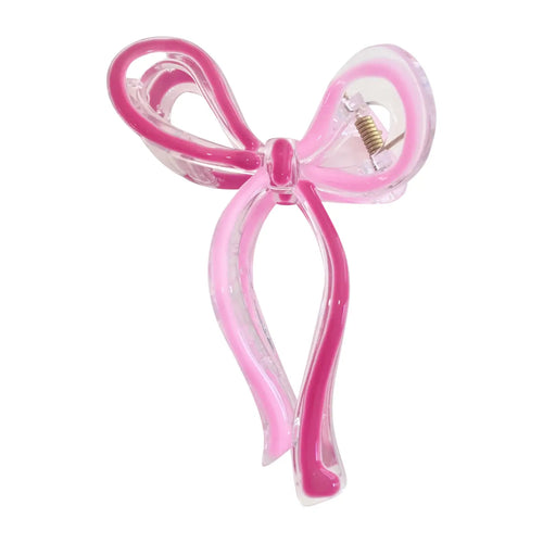 Mitylene Ribbon Hair Clip in Hot Pink