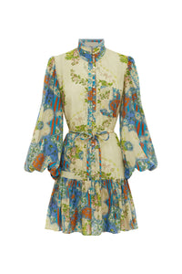 Alemais Skye Patchwork Mini Dress in Cornflower