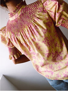 Andion Camelia Blouse in Yellow / Pink Floral