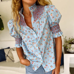 Andion Camelia Blouse in Baby Blue Floral