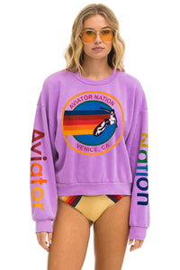 Aviator Nation Venice Crew Sweatshirt in Purple