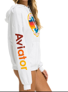 Aviator Nation Relaxed Venice Pullover Hoodie in White