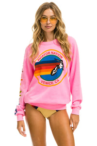Aviator Nation Venice Crew Sweatshirt in Neon Pink