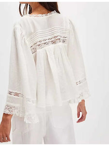 White Ruffle Lace Blouse