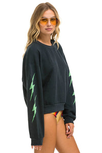 Aviator Nation Bolt 4 Relaxed Crew Sweatshirt in Charcoal / Mint