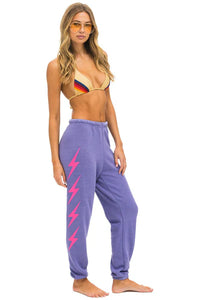 Aviator Nation Women's Bolt Sweatpants in Lavender // Neon Pink