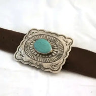 Rustic Silver Fluted Buckle with Turquoise