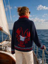 Lobster Varsity Cardigan in Navy
