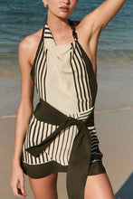 Halter Neck Stripe Open Back Dress