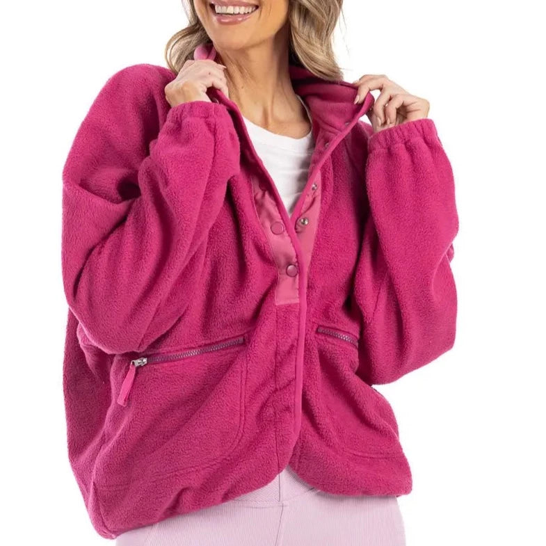 Hot pink hot sale fleece jacket