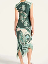 Fringe Trim Floral Dress