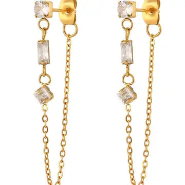 Mitylene 3 Stone Chain Earring