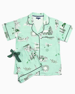 Katie Kime Holiday Toile Pajama Shorts Set