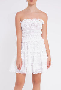 Waimari Vallarta Lace Mini Dress in White