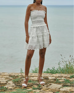 Waimari Vallarta Lace Mini Dress in White