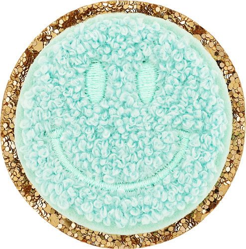 Stoney Clover Glitter Varsity Smiley Face Patch in Cotton Candy
