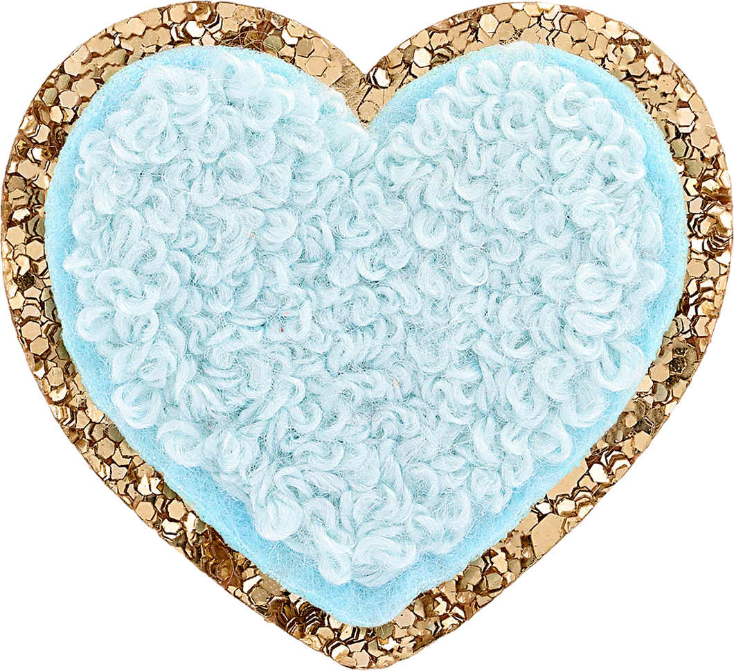 Stoney Clover Mini Glitter Varsity Heart Patch in Sky