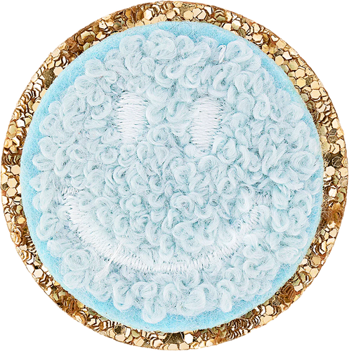 Stoney Clover Mini Glitter Varsity Smiley Face Patch in Sky