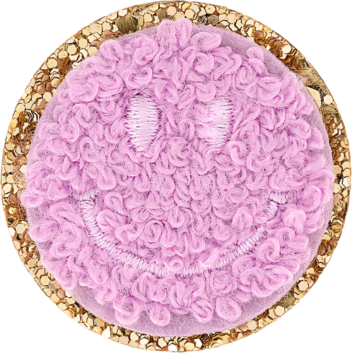 Stoney Clover Mini Glitter Varsity Smiley Face Patch in Grape