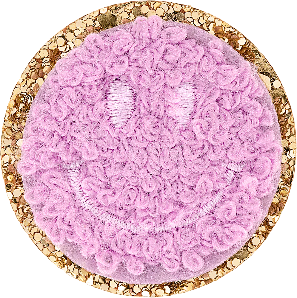 Stoney Clover Mini Glitter Varsity Smiley Face Patch in Grape