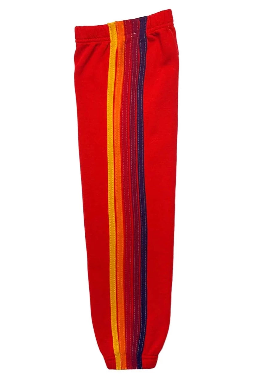Aviator Nation Kids 5 Stripe Sweatpants in Red