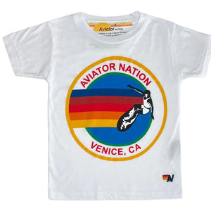 Aviator Nation Kids Venice Logo Tee in White