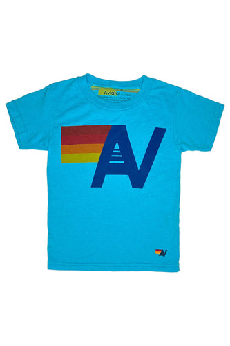 Aviator Nation Kids Logo Tee in Neon Blue