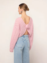 Kitri Krissy Pink Pointelle Rose Knit Cardigan