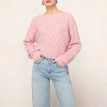 Kitri Krissy Pink Pointelle Rose Knit Cardigan