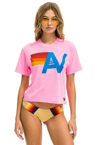Aviator Nation Logo Boyfriend Tee in Neon Pink
