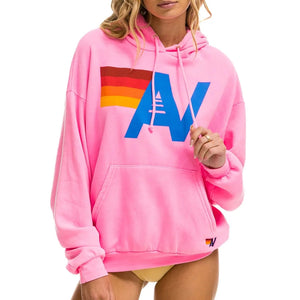 Aviator Nation Relaxed Logo Pullover Hoodie in Neon Pink