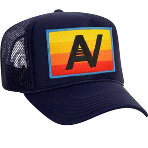 Aviator Nation Rainbow Logo Trucker Hat in Navy